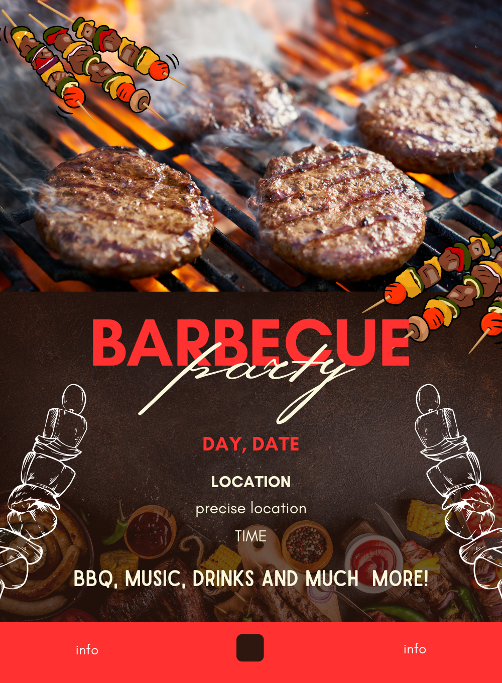 Red Hot Grill Bbq Party Invitation-King of Cards