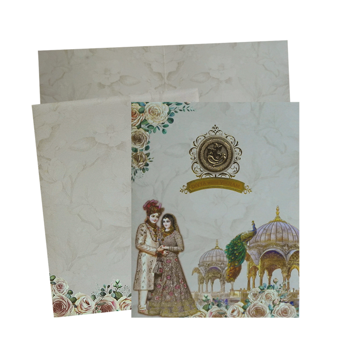 Crepe Pink Arch Wedding Card-King of Cards