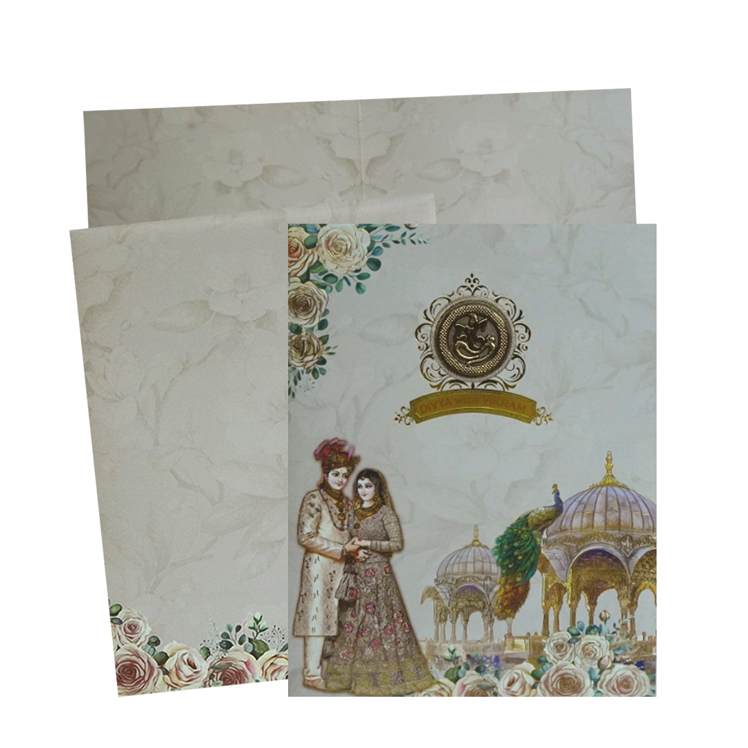 Crepe Pink Arch Wedding Card-King of Cards