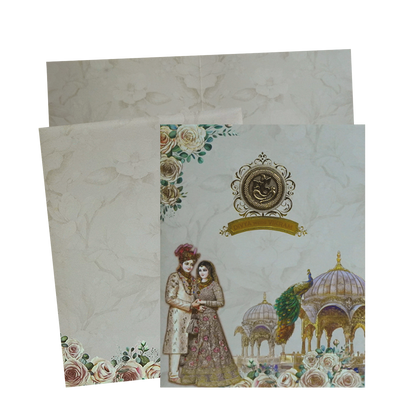 Crepe Pink Arch Wedding Card-King of Cards