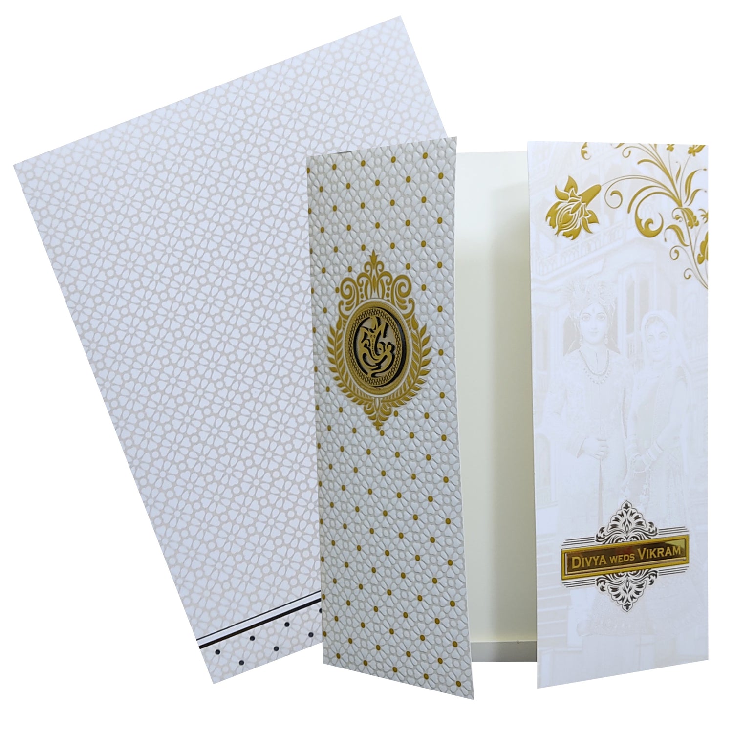 White Embossed Door Nameplate Invitation Card-KNJS2081