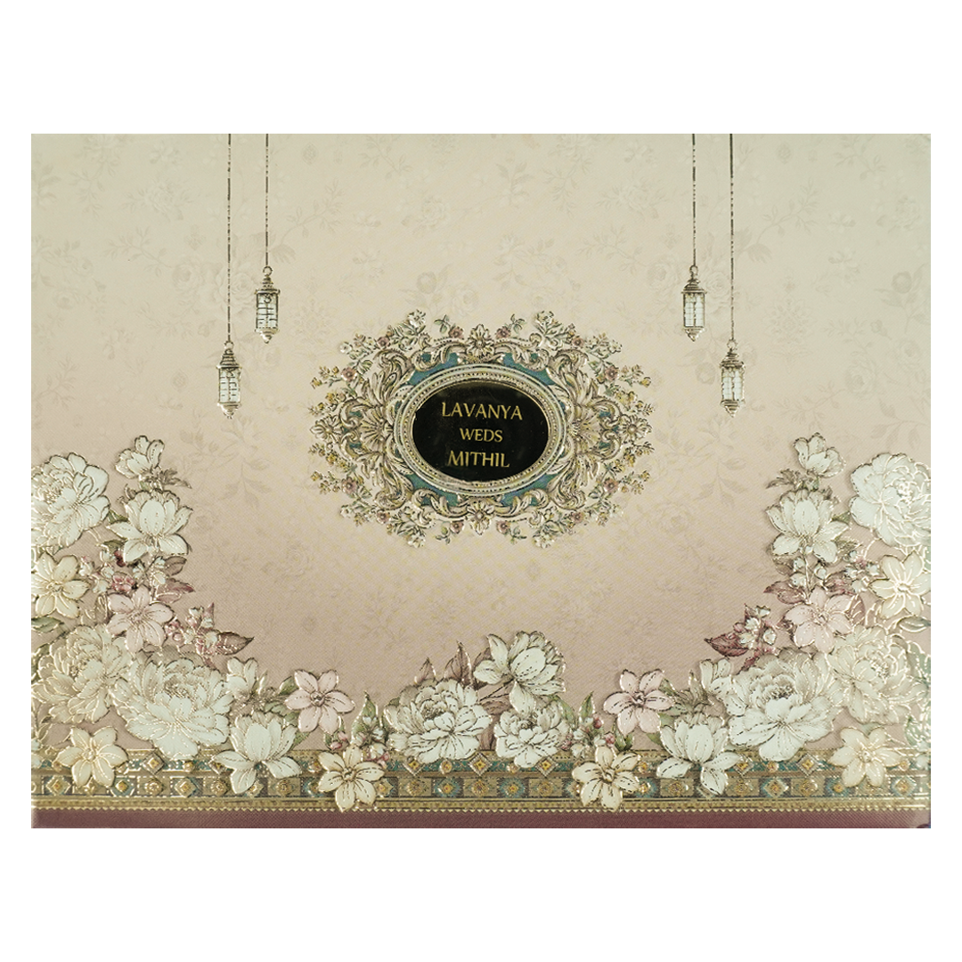 Lantern Floral Padded Wedding Card-KSSC2084