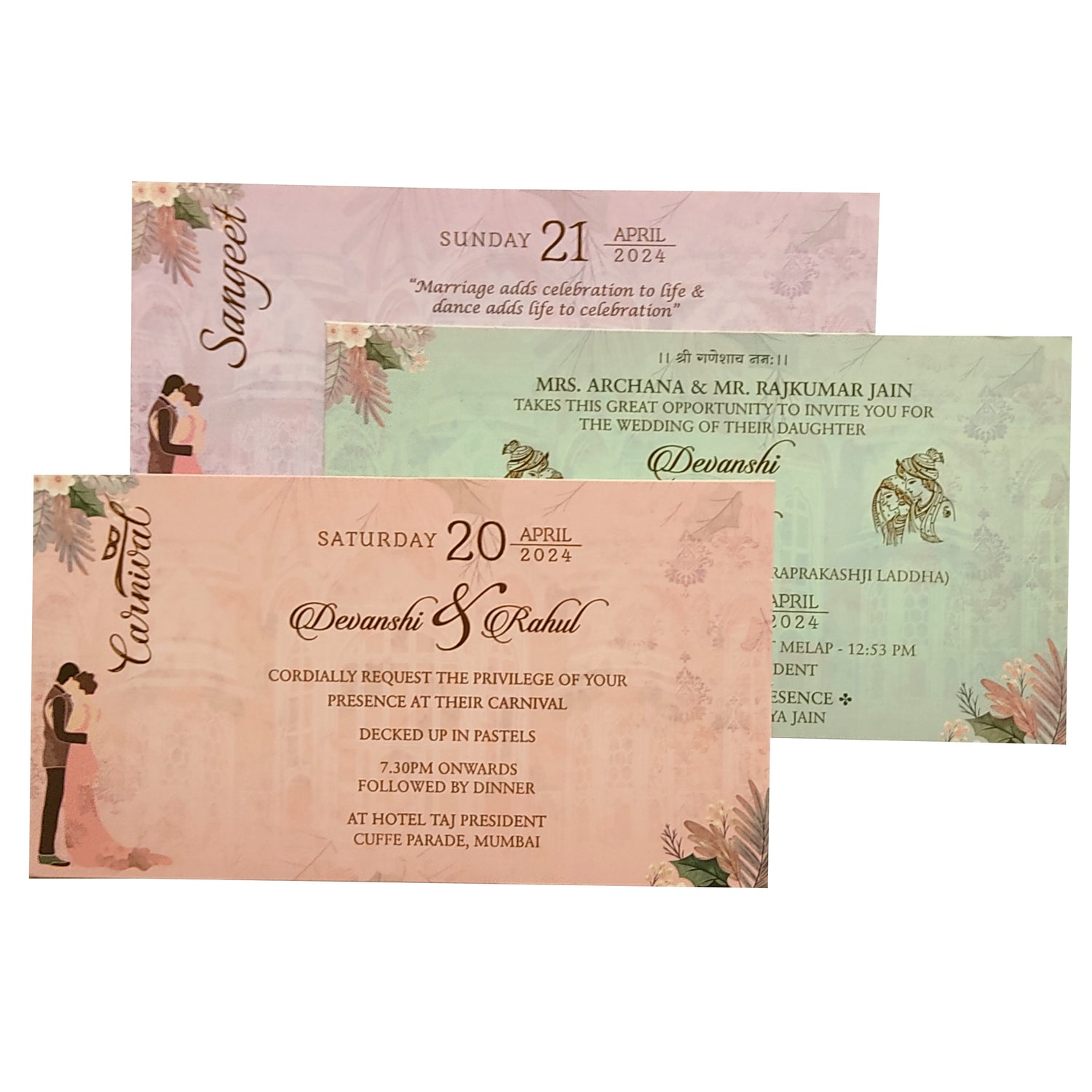 Pastel Pink Floral Invitation-King of Cards