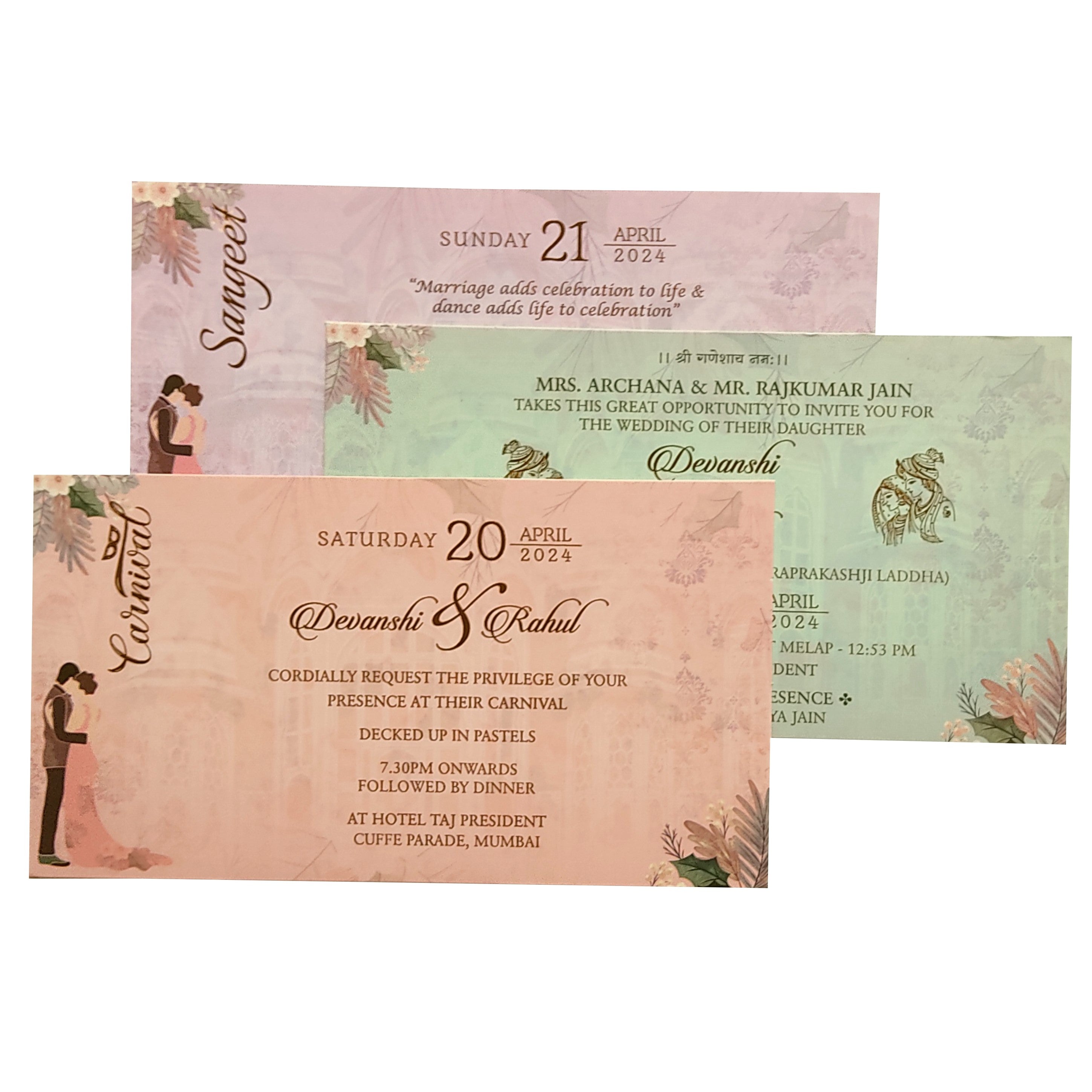 Pastel Pink Floral Invitation-King of Cards