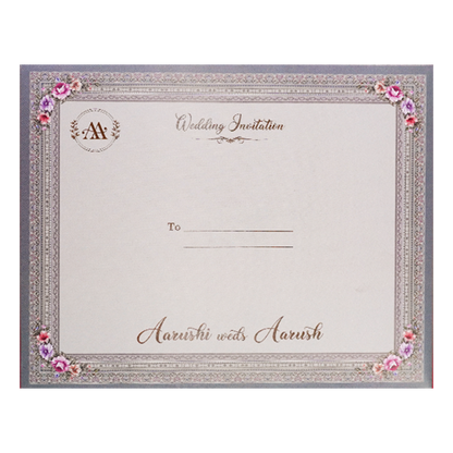 Grey Baroque Floral Padded Wedding Card-ksi63970