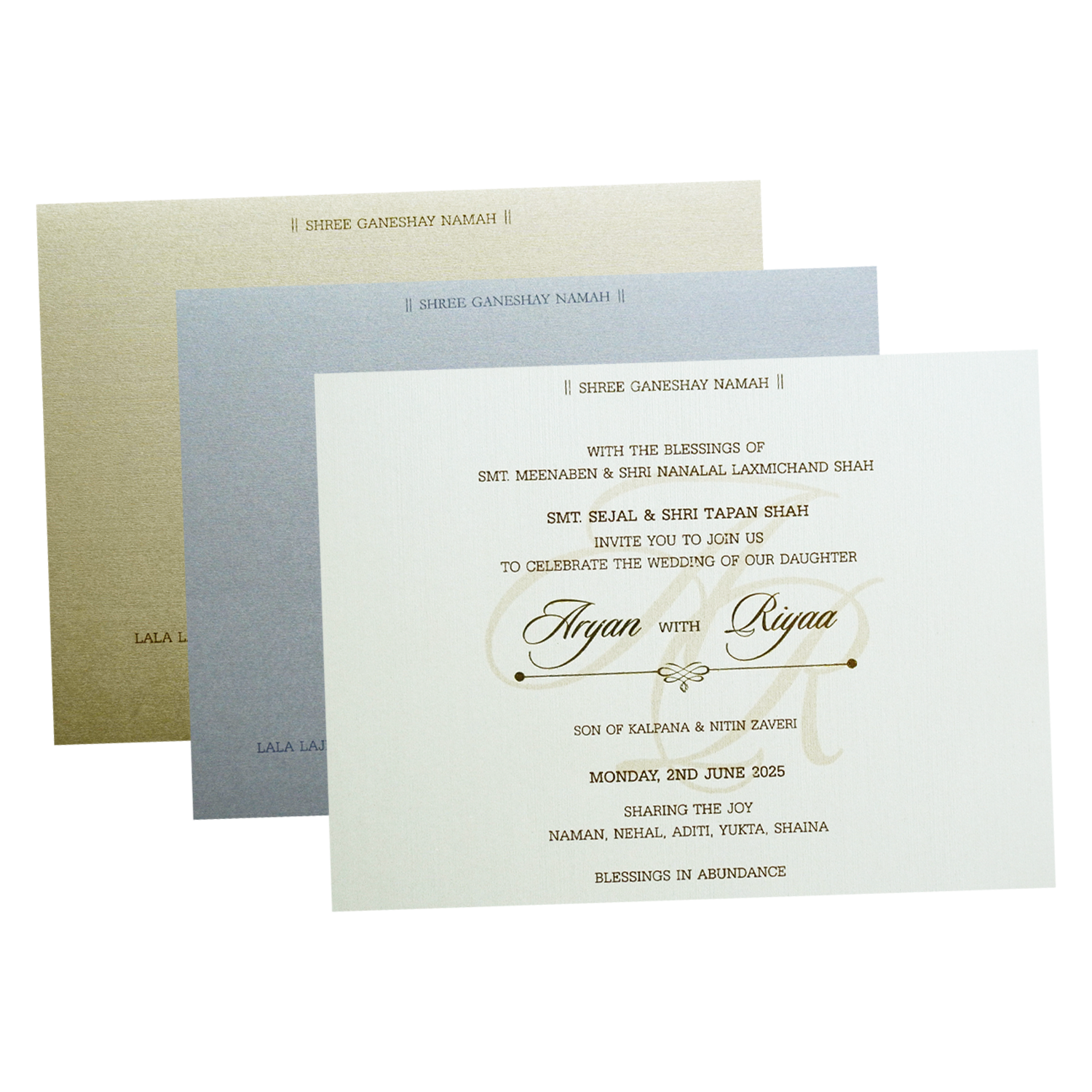 Metallic Light Brown Wedding Card-Krc30750