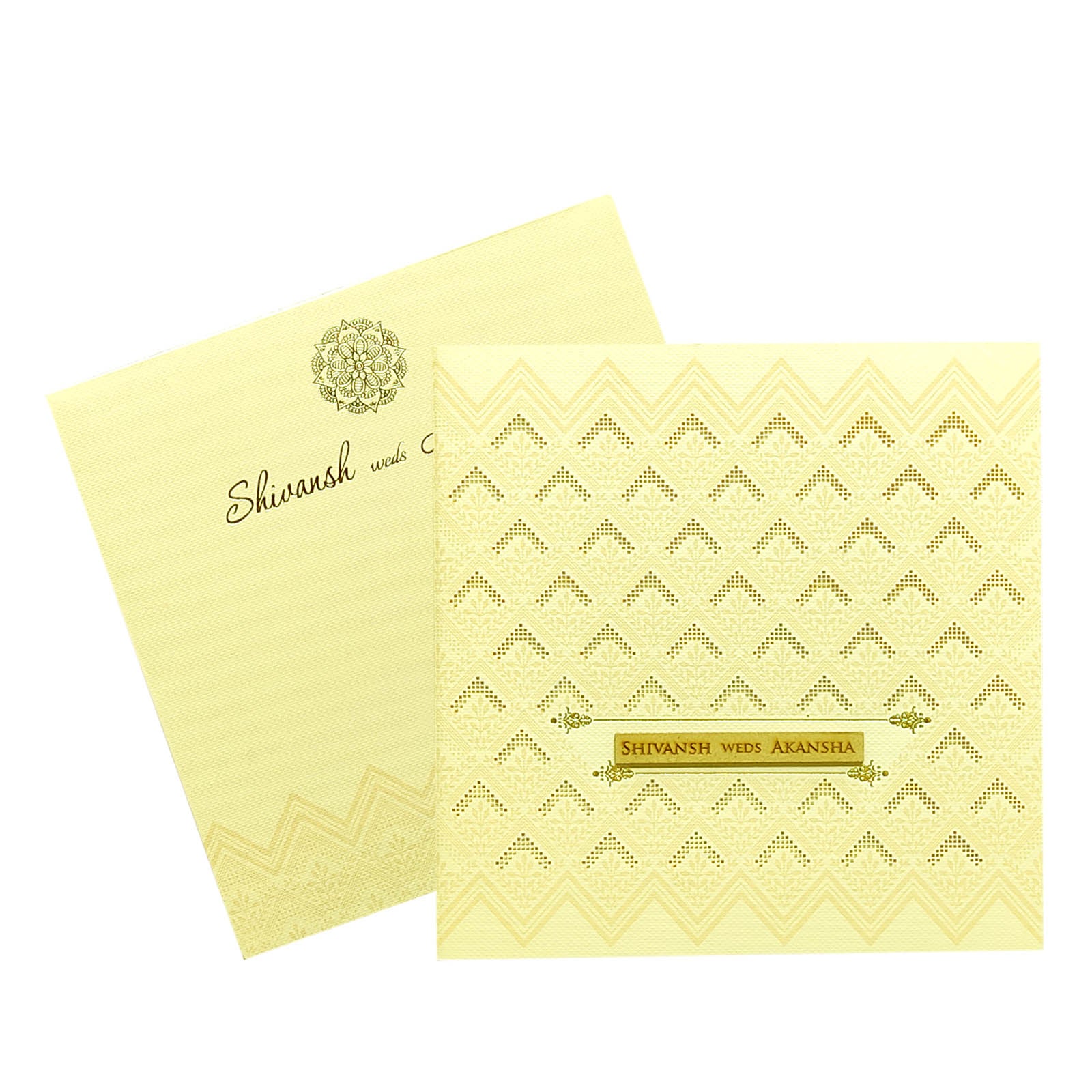 Cream Embossed Design Invitation Card-KRC29511