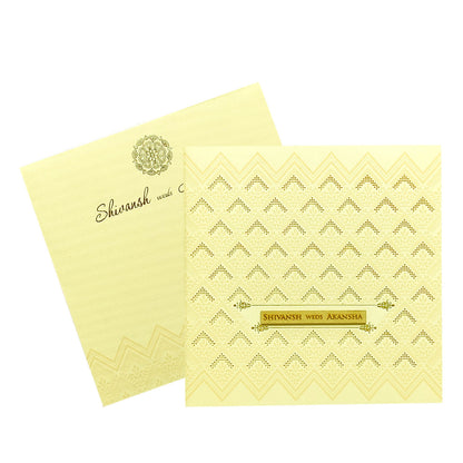 Cream Embossed Design Invitation Card-KRC29511