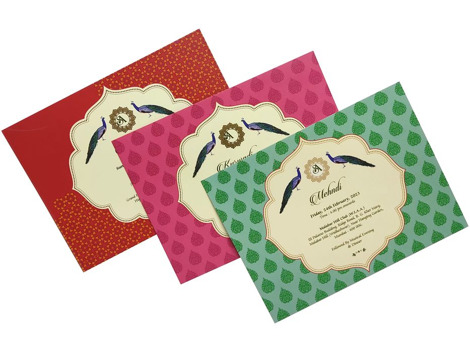 White Peacock Traditional Wedding Card-King of Cards