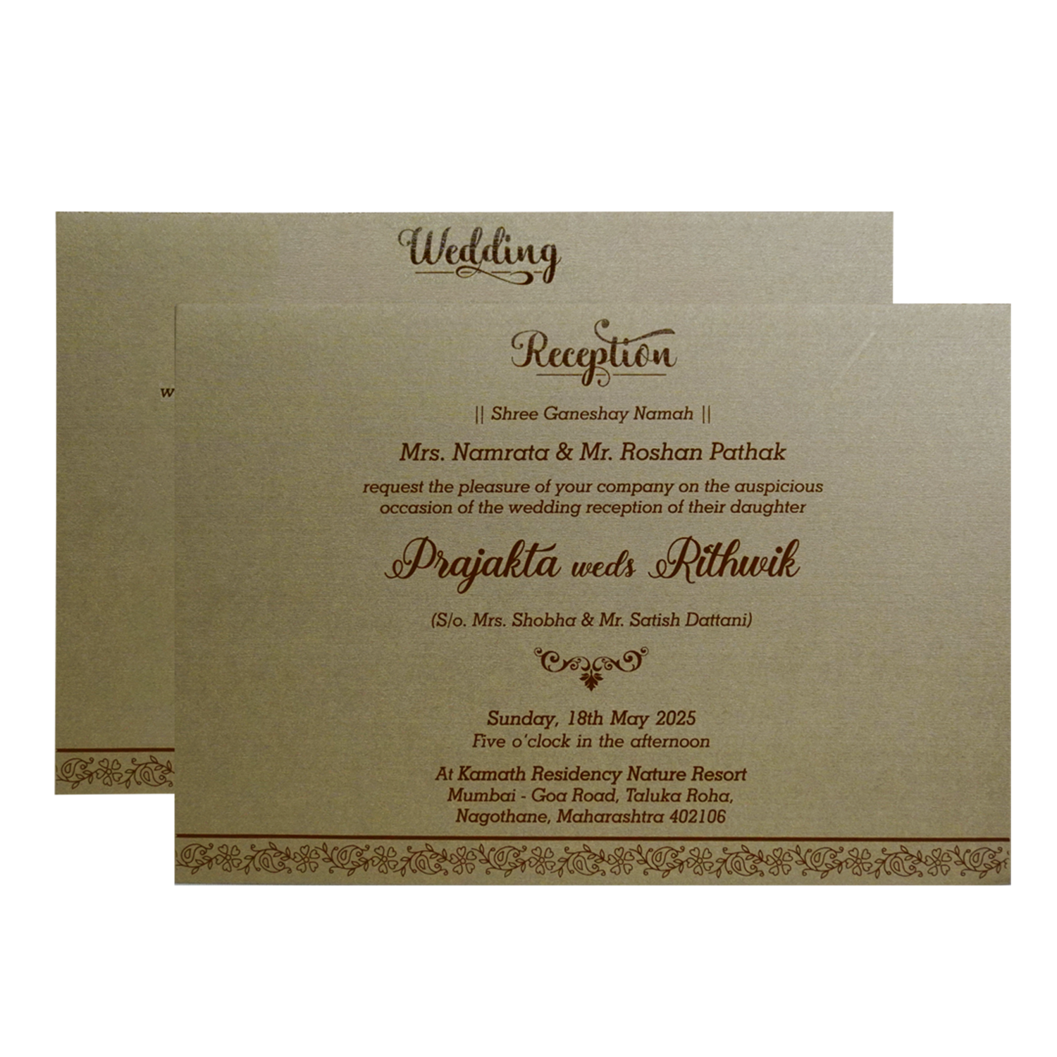 Metallic Light Brown Door Invitation-King of Cards