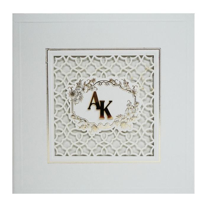 Ivory Laser Cut Padded Wedding Card-King of Cards