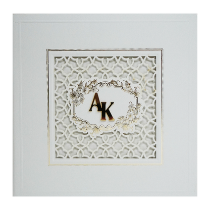 Ivory Laser Cut Padded Wedding Card-King of Cards