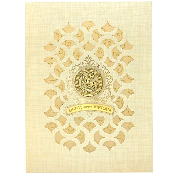Sandal Metallic Royal Die Cut With Wolly Foil Invitation-KNK7037S-King of Cards