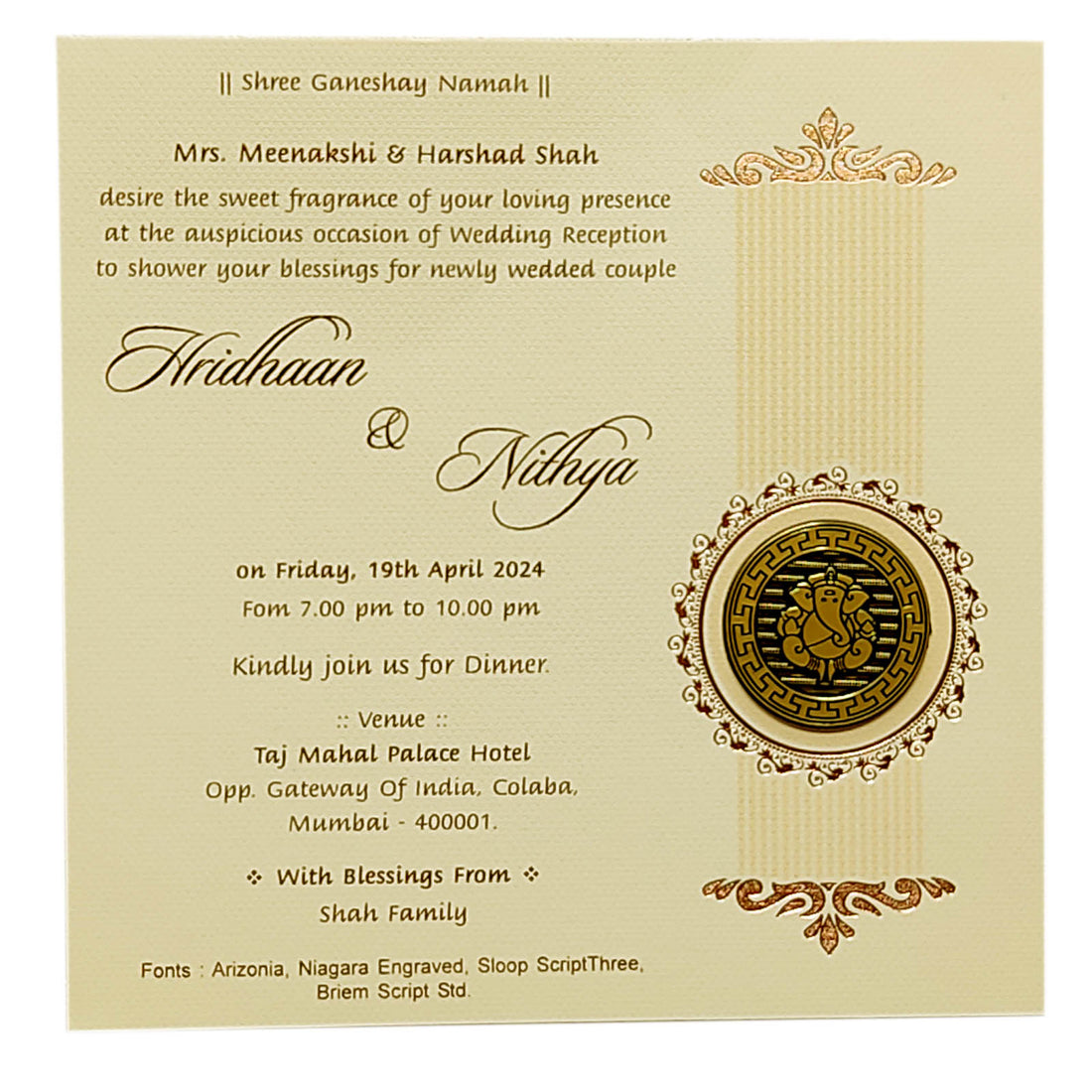 Cream Pink Single Sheet Invitation-KRCS6172