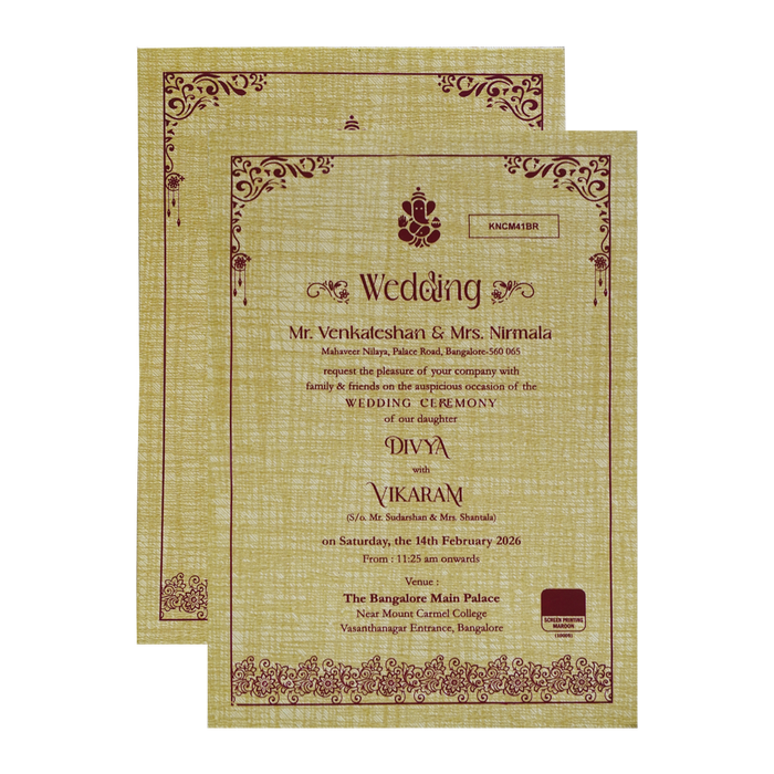 Mustard Yellow Door Style Wedding Card-King of Cards