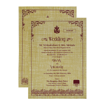 Mustard Yellow Door Style Wedding Card-King of Cards
