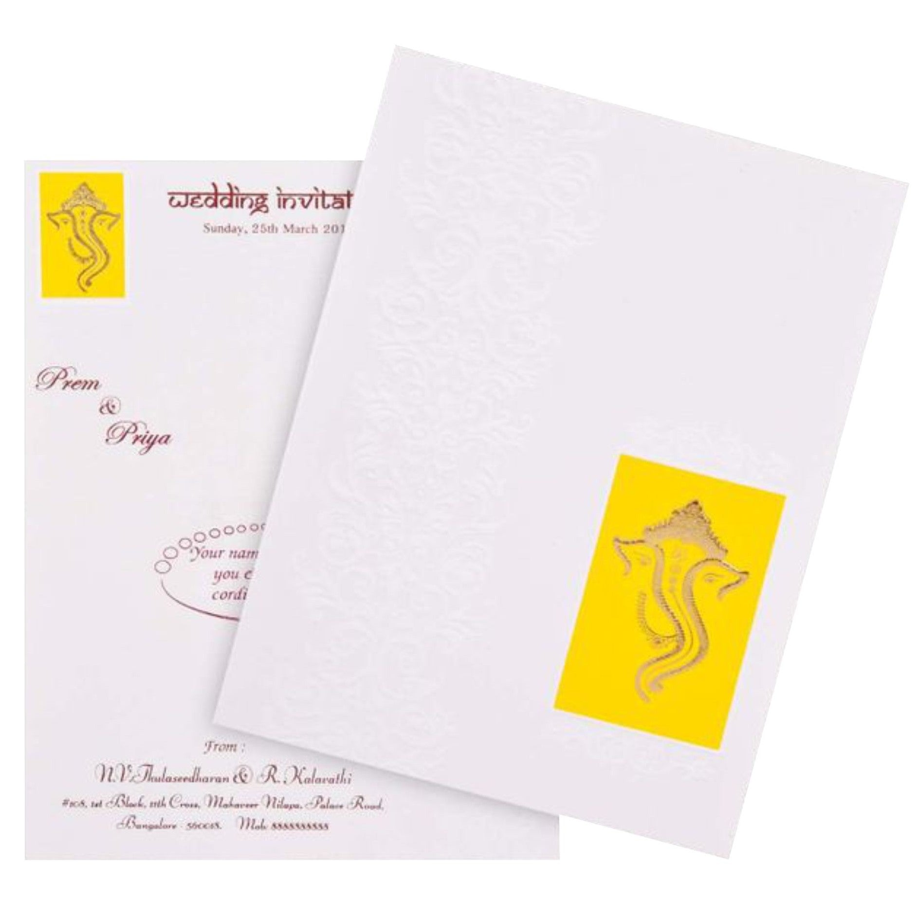 Flourishing White Shading  Wedding Invitation Card- KNK3280
