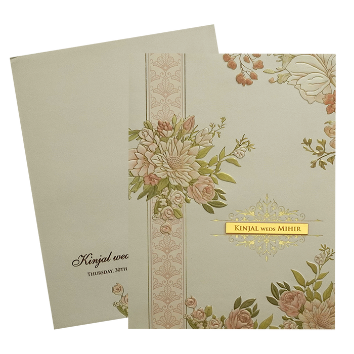 Cream Floral Marriage Card-King of Cards