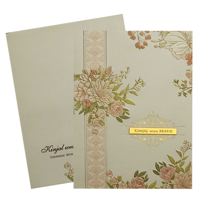 Cream Floral Marriage Card-King of Cards
