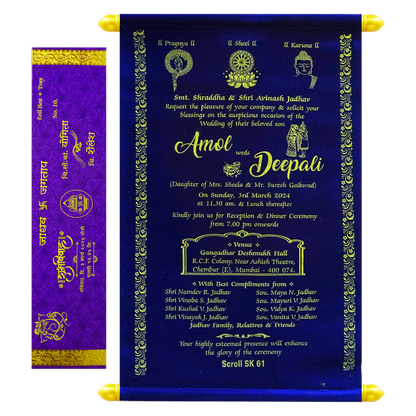 Dark Blue Velvet Scroll Card-King of Cards