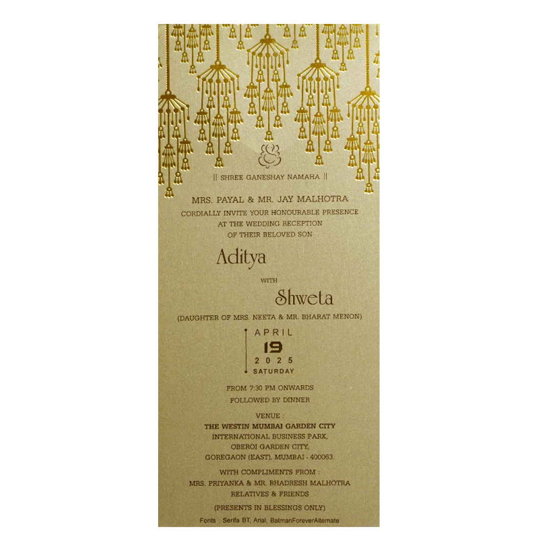 Metallic Light Brown Single Invitation-KRCS7172