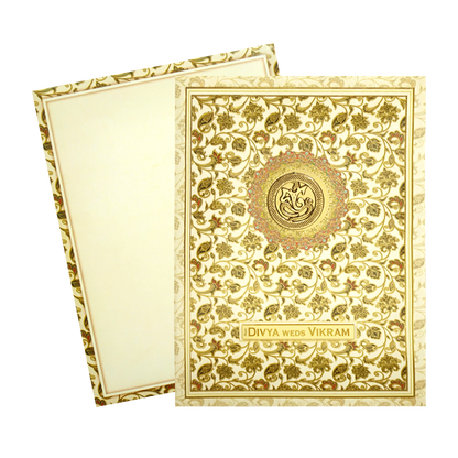Cream Paisley Pattern Wedding Card-KNTY6813