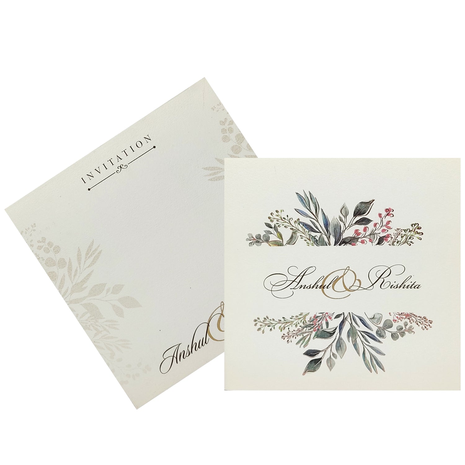Grey Floral Invitation Card-KRC27010