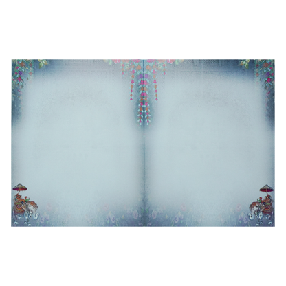 Blue Royal  Elephant Baraat Wedding Card-KNKJ1153