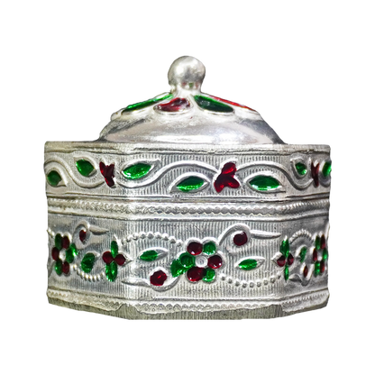 Floral Silver-Plated Hexagon Box-GRI0240