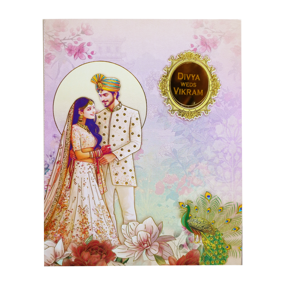 Pastel Pink Bride &amp; Groom Invitation Card-King of Cards