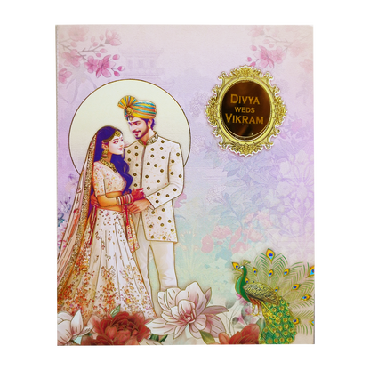 Pastel Pink Bride &amp; Groom Invitation Card-King of Cards