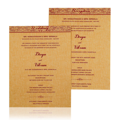 Brown Gold Padded White Floral Design In Gold Foiling-KNPP8502N