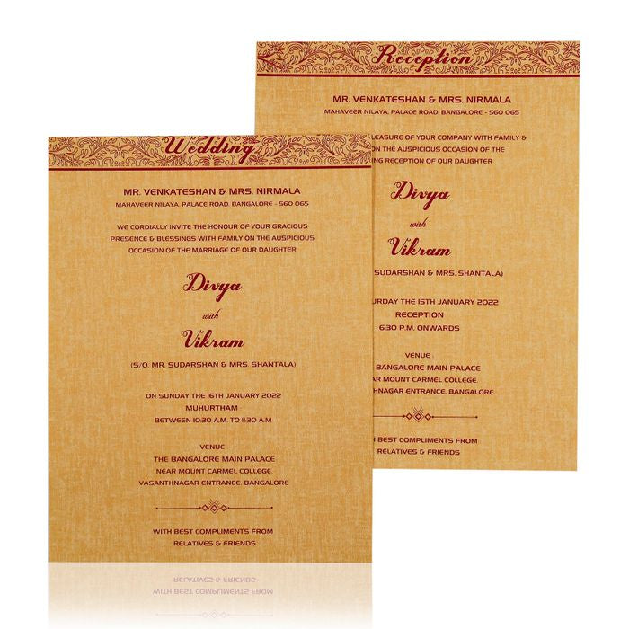 Brown Gold Padded White Floral Design In Gold Foiling-KNPP8502N-King of Cards