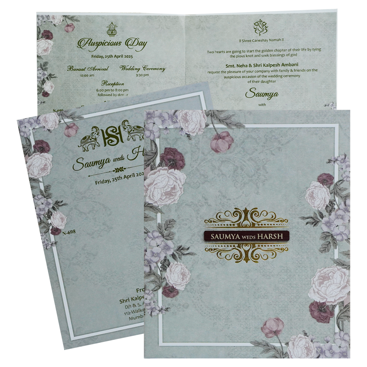 Soft Green Marriage Invitation-KVN06980
