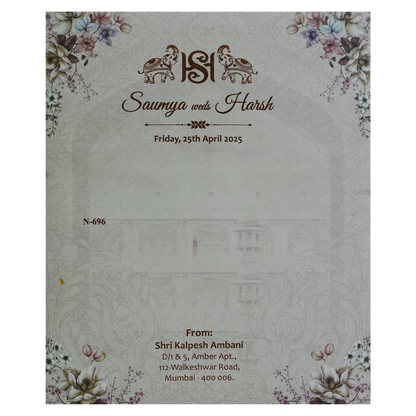 Light Peach Floral Design Invitation-KVN06960