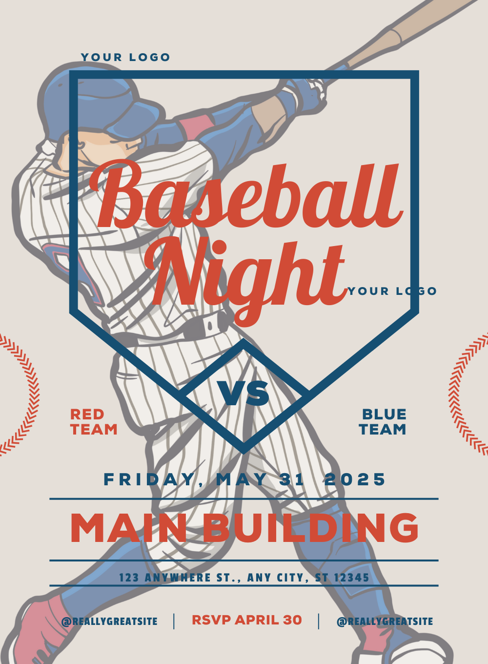 Blue Night Baseball Invitation-AABAS001