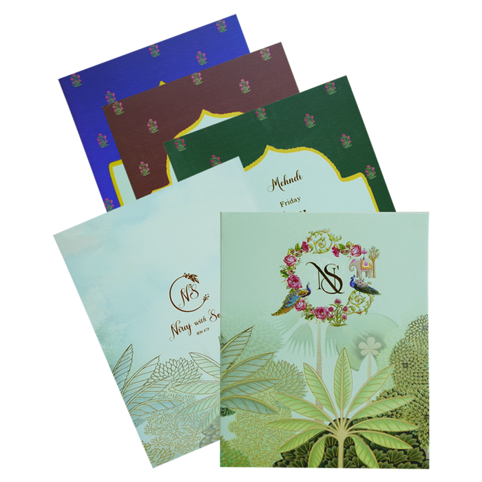 Green Padded Foiled Wedding Card-King of Cards