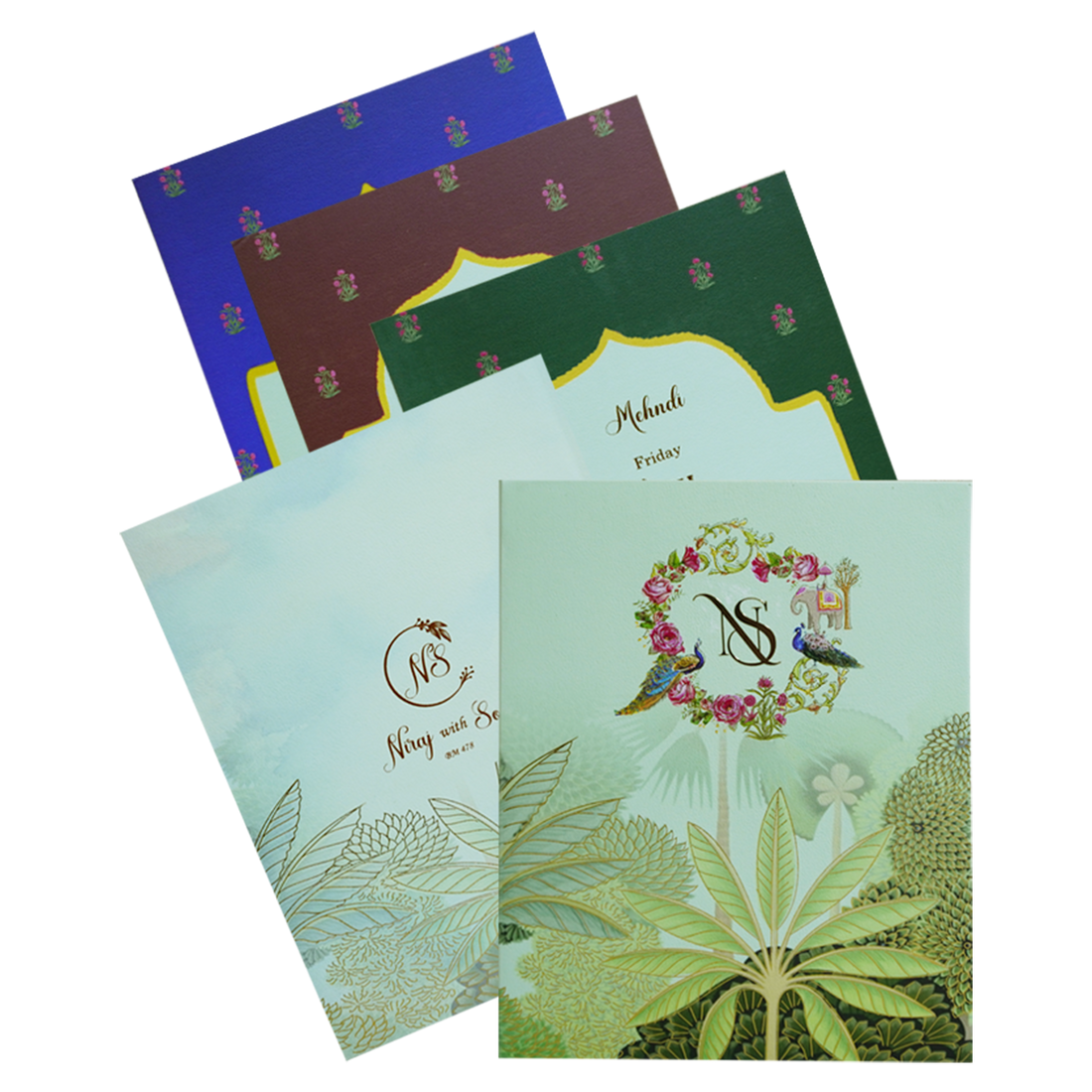 Green Padded Foiled Wedding Card-King of Cards