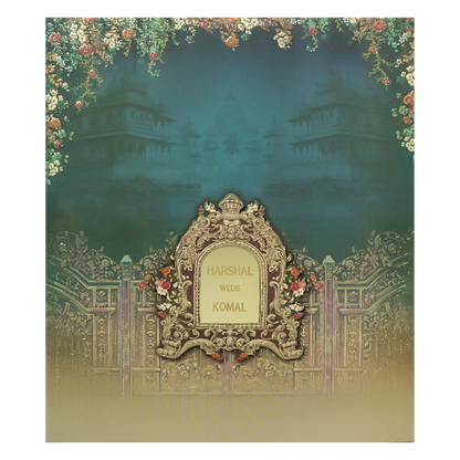 Blue Palace Floral Wedding Invitation Box -KSI63990
