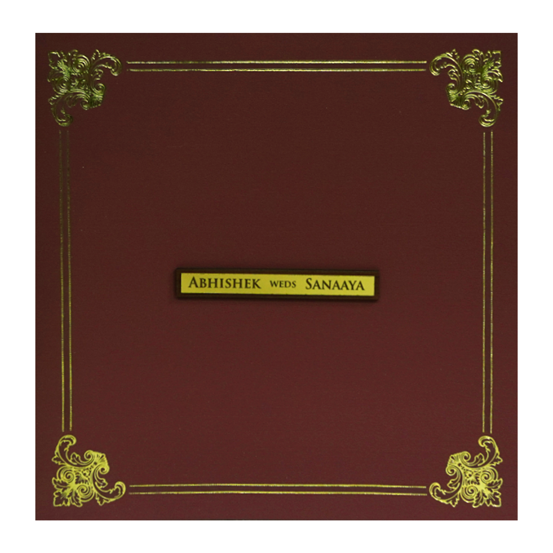 Dark Red Floral Box Wedding Card-KRC30712