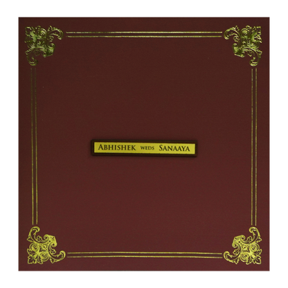 Dark Red Floral Box Wedding Card-KRC30712