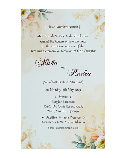 Cream Floral Single Card-King of Cards