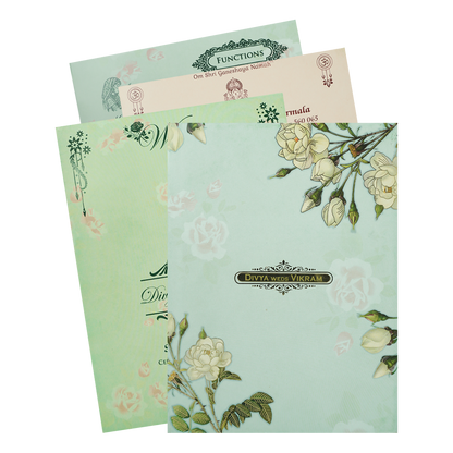 Check out Green Yellow Floral Wedding Card at best price,✅WhatsApp Support and ✅Express Delivery | King of Cards.