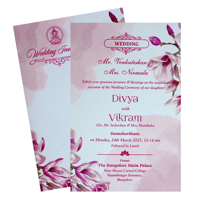 Pink Floral Single Sheet Card-King of Cards