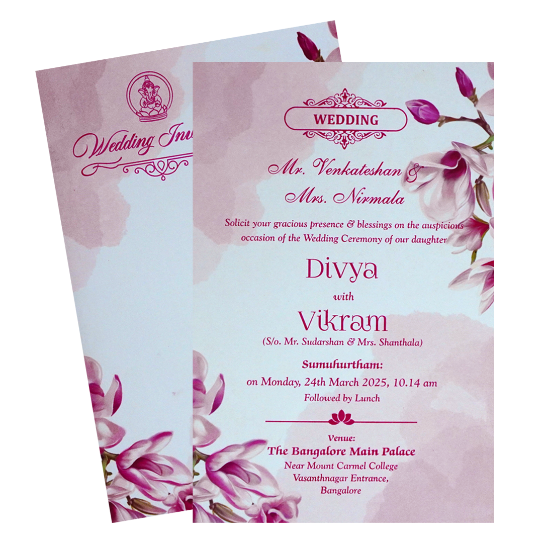 Pink Floral Single Sheet Card-King of Cards