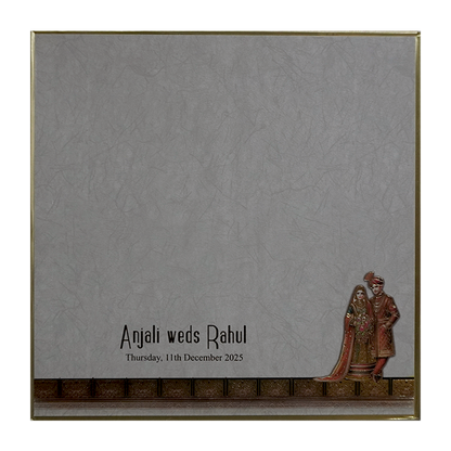 Grey Golden Premium Embossed Wedding Invitation-King of Cards