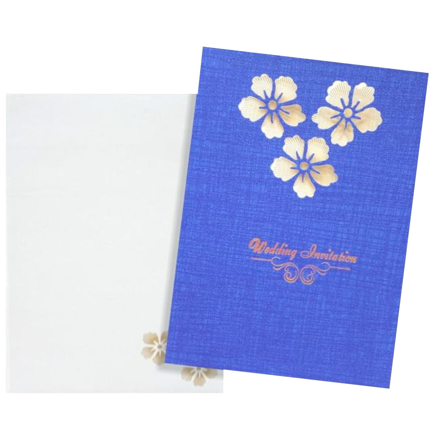 Blue die cut Floral Invitation Card With Stylish Font Message-KNCPC425