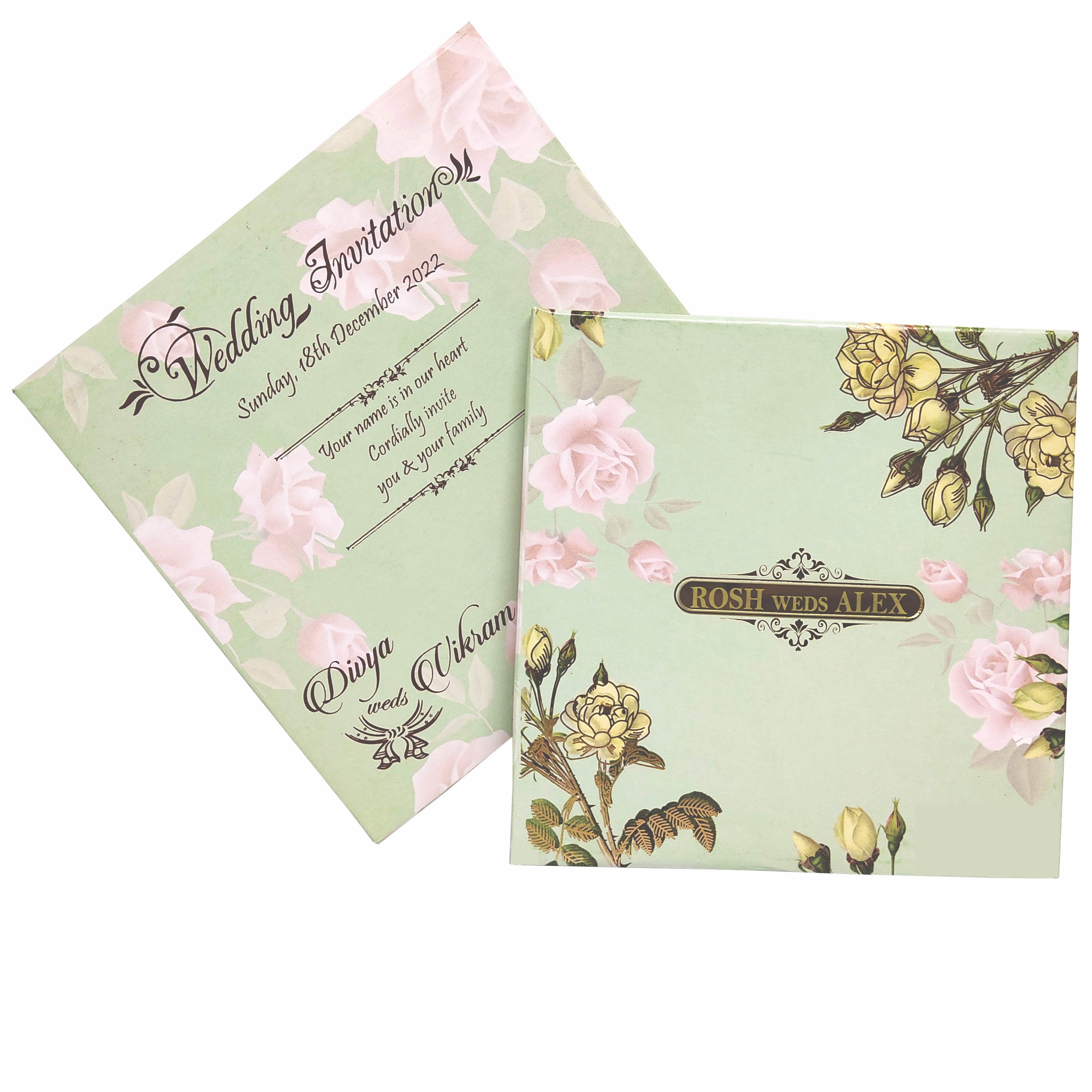 Light Green Pastel Padded Floral Design In Offset-KNC5603G