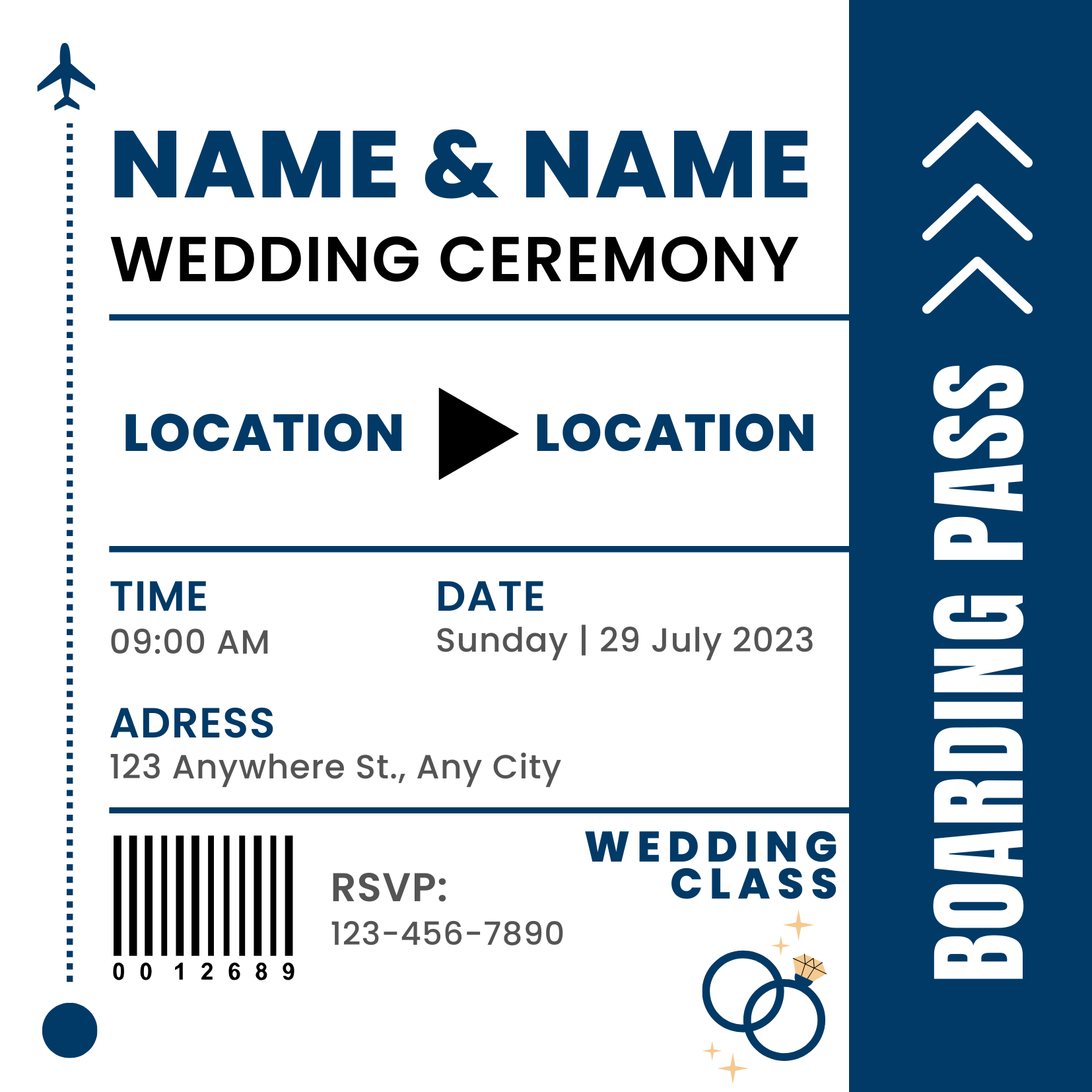 Blue Boarding Pass Destination Theme Invitation-AADTI001