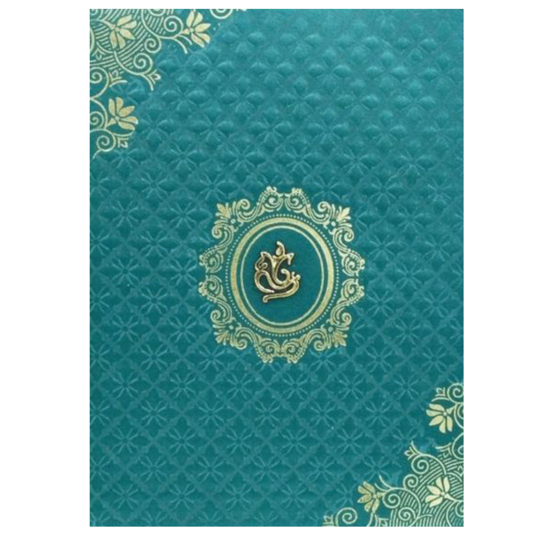 Gracious Gold And Blue Shading With Ganesha Theme Padded Wedding Card-King of Cards